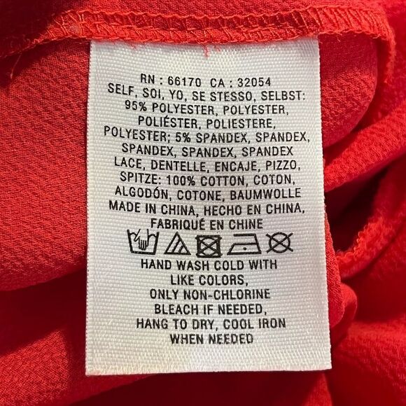 ANTHROPOLOGIE MEADOW RUE Anele Blouse Flutter Short Sleeve Top Lace Red Medium - Picture 6 of 6